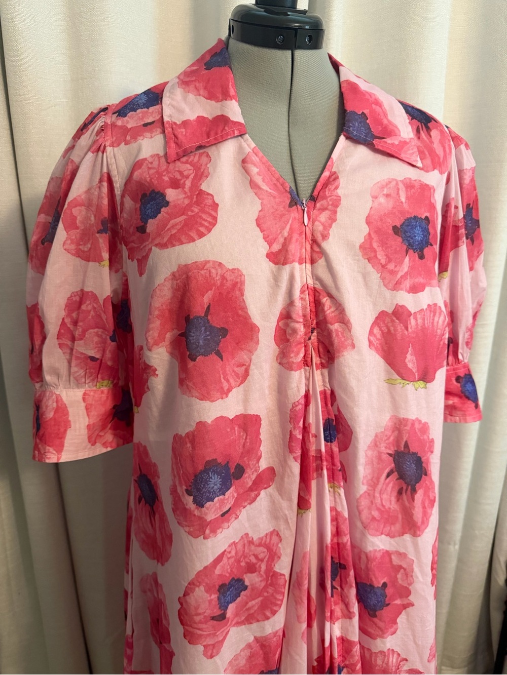 Pink Floral Montauk Maxi Dress with Bold Poppy Print - Picture 8 of 9